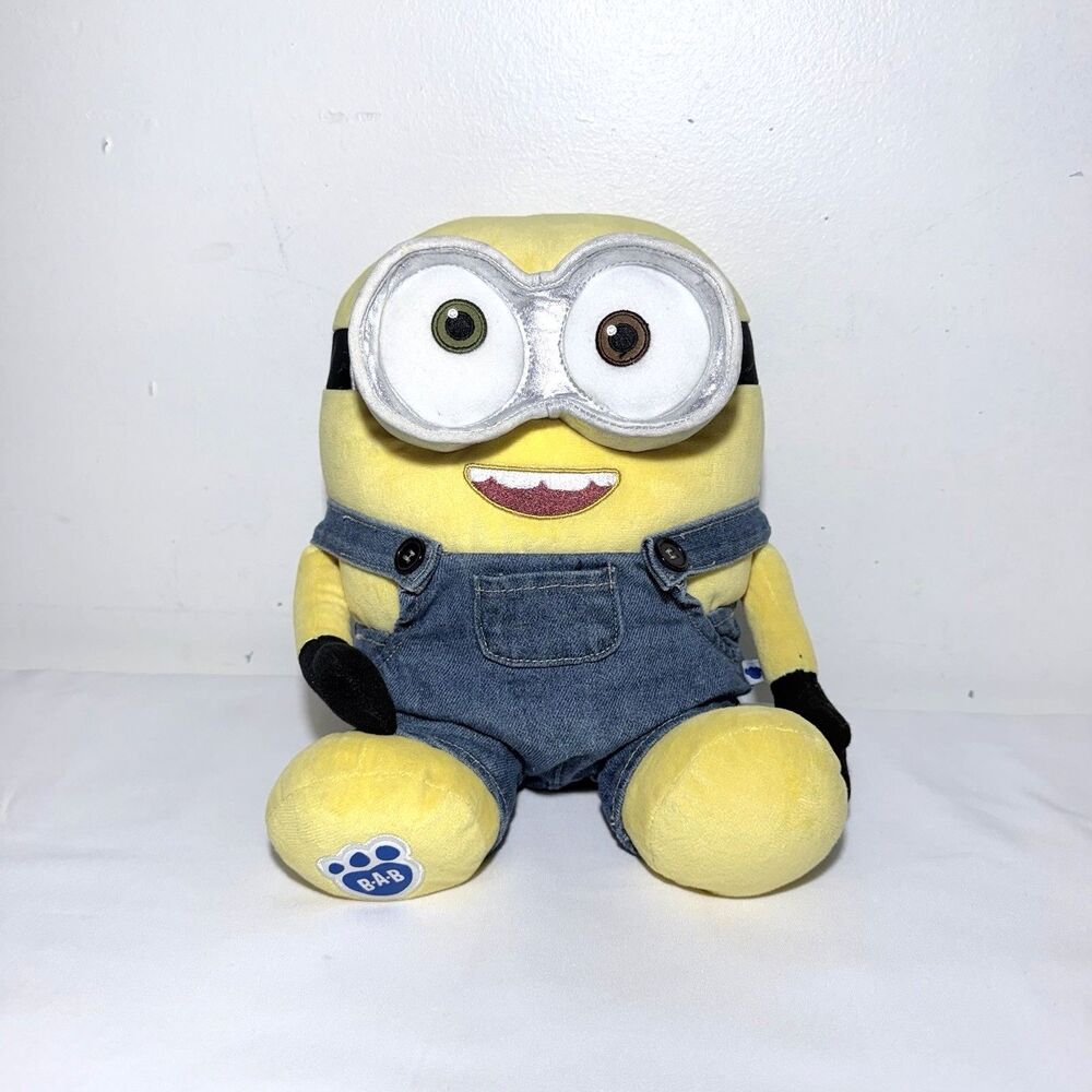 Build A Bear  Minions Bob Minion In Denim Overalls Plush Stuffed Toy 12"